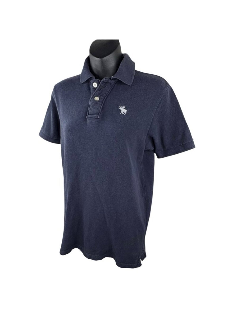 Y2K Preppy Abercrombie & Fitch Polo Shirt Navy Blue Moose Logo Unisex Teen XXL